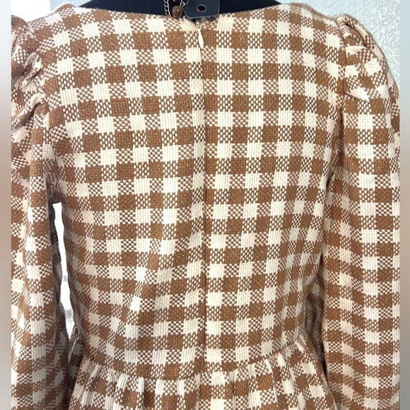 ByThe River,Gingham w/Gold Shimmer, Gathered Neck & Sleeves,Heavier,Size L - Picture 10 of 14